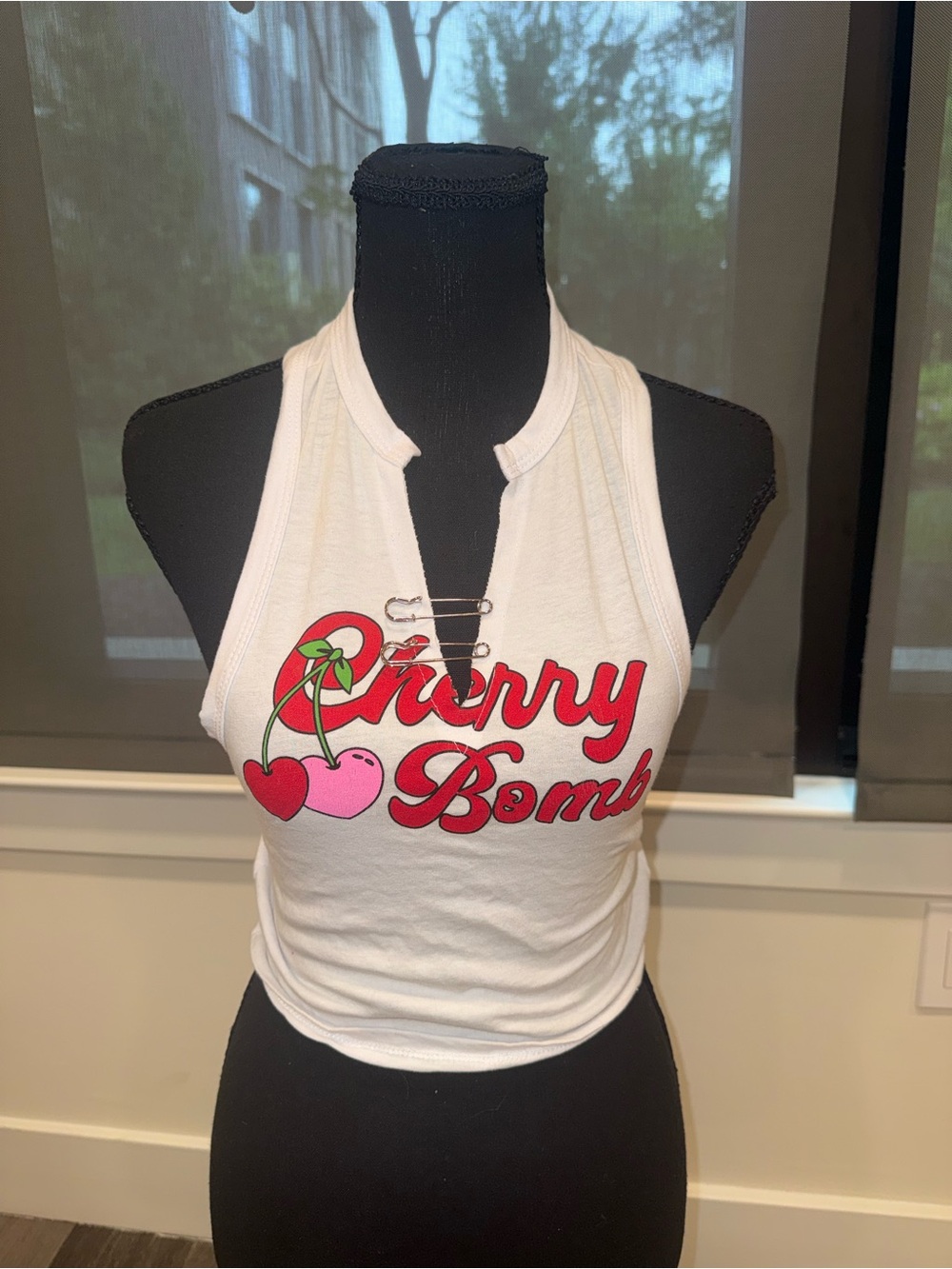Fashion Nova White Cherry Bomb Lace-Up Halter Crop Top